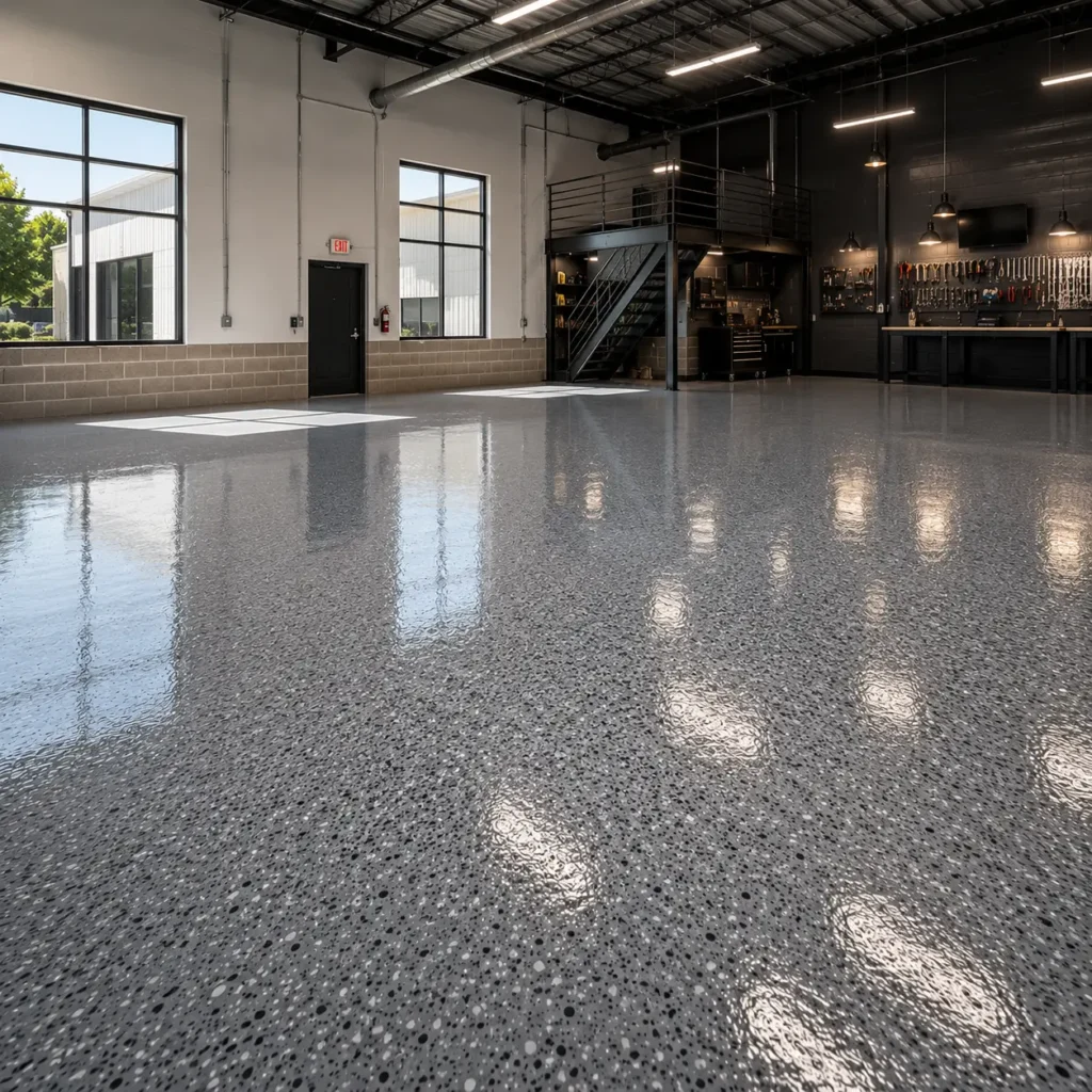 Concrete floor with coating applied by experts from Gold Star Epoxy Flooring